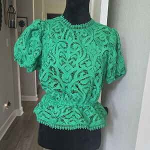 Stunning Puff Sleeve Peplum Top Size M